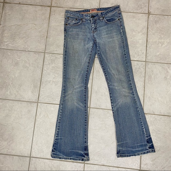 NOBO Jeans Women’s 30 Flare Distressed Jeans Waist Light blue Denim Low Rise - Picture 2 of 8